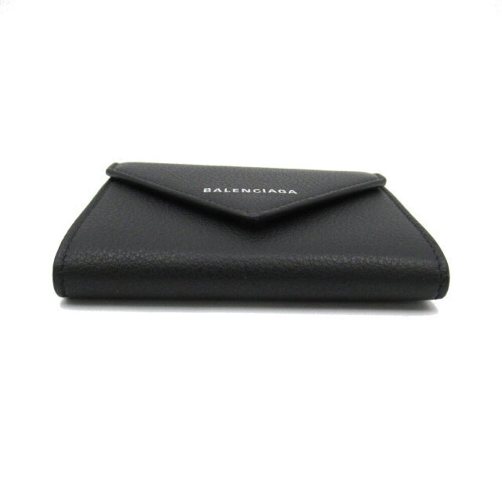 Balenciaga Tri Compact PAPIER Leather Calfskin Wallet Black fold - Picture 4 of 9